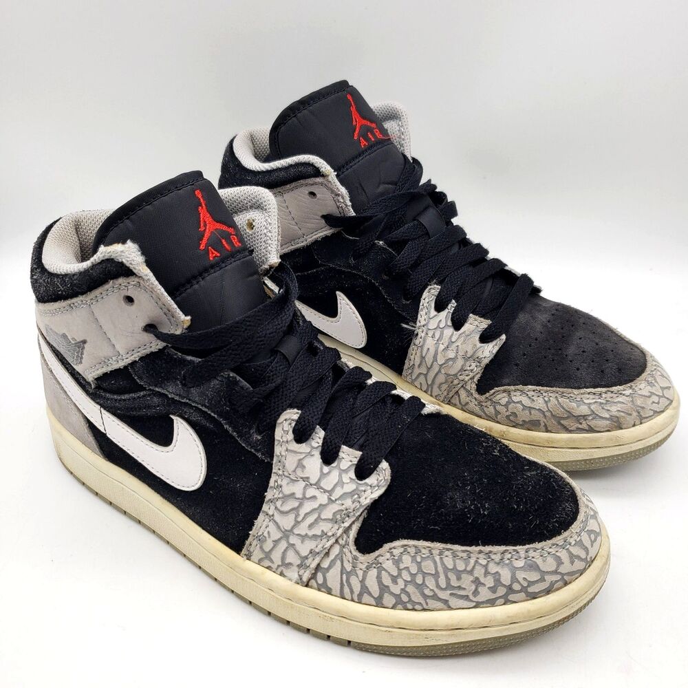 Nike Air Jordan 1 Mid Shoes Men Size 7.5 Elephant Print Black Gray DM1200-016 - Picture 3 of 9